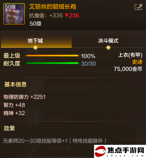 《地下城與勇士：起源》艾麗絲的貂絨長袍裝備圖鑒