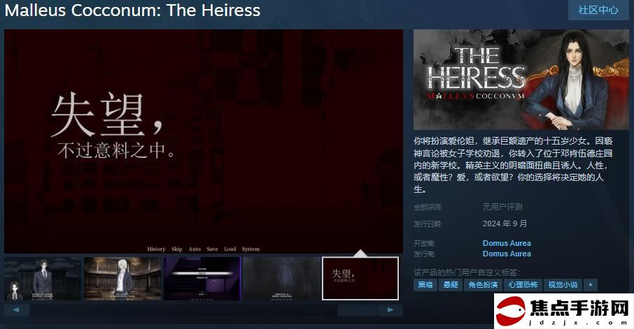 《Malleus Cocconum: The Heiress》Steam頁面 支持中文