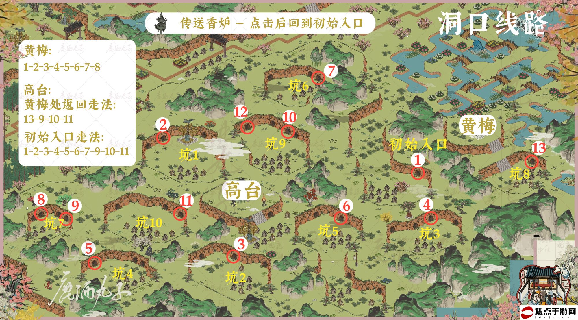 《江南百景圖》靈貓花中眠洞口路線分享